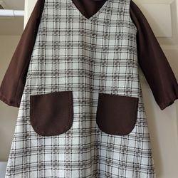 Girls Vintage 1970s Polyester Dress Brady Bunch Costume 2 Piece Set