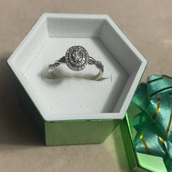 10K white gold double halo engagement ring 