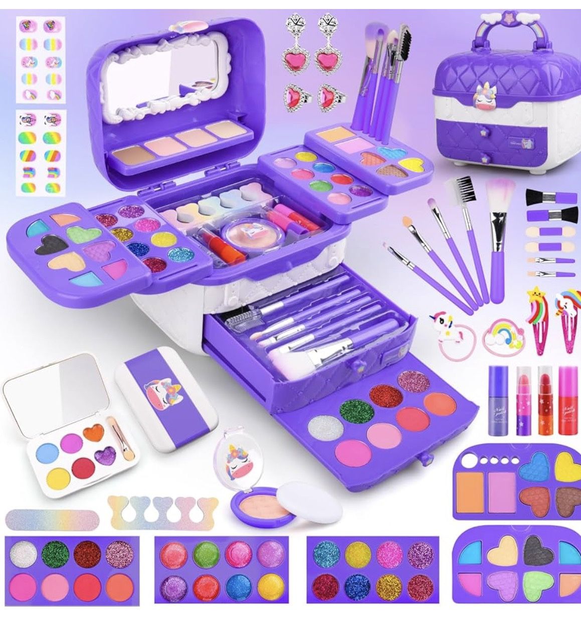 80 in 1 Kids Makeup Set, Washable Kids Makeup Sets Girls Toys, Pretend Play Toy for Dress Up with Toy Case Christmas & Birthday Gifts for Girls Age 3-