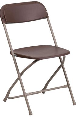 4 Flash Furniture Hercules Series Plastic Folding Chair - - Brown - 650LB Weight Capacity Comfortable Event Chair - Lightweight Folding Chair - SET OF
