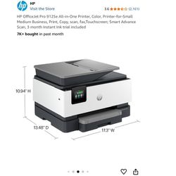 HP OfficeJet Pro 9125e All-in-One Printer, Color, Printer-for-Small Medium Business, Print, Copy, scan, fax, Touchscreen; Smart Advance Scan $95 