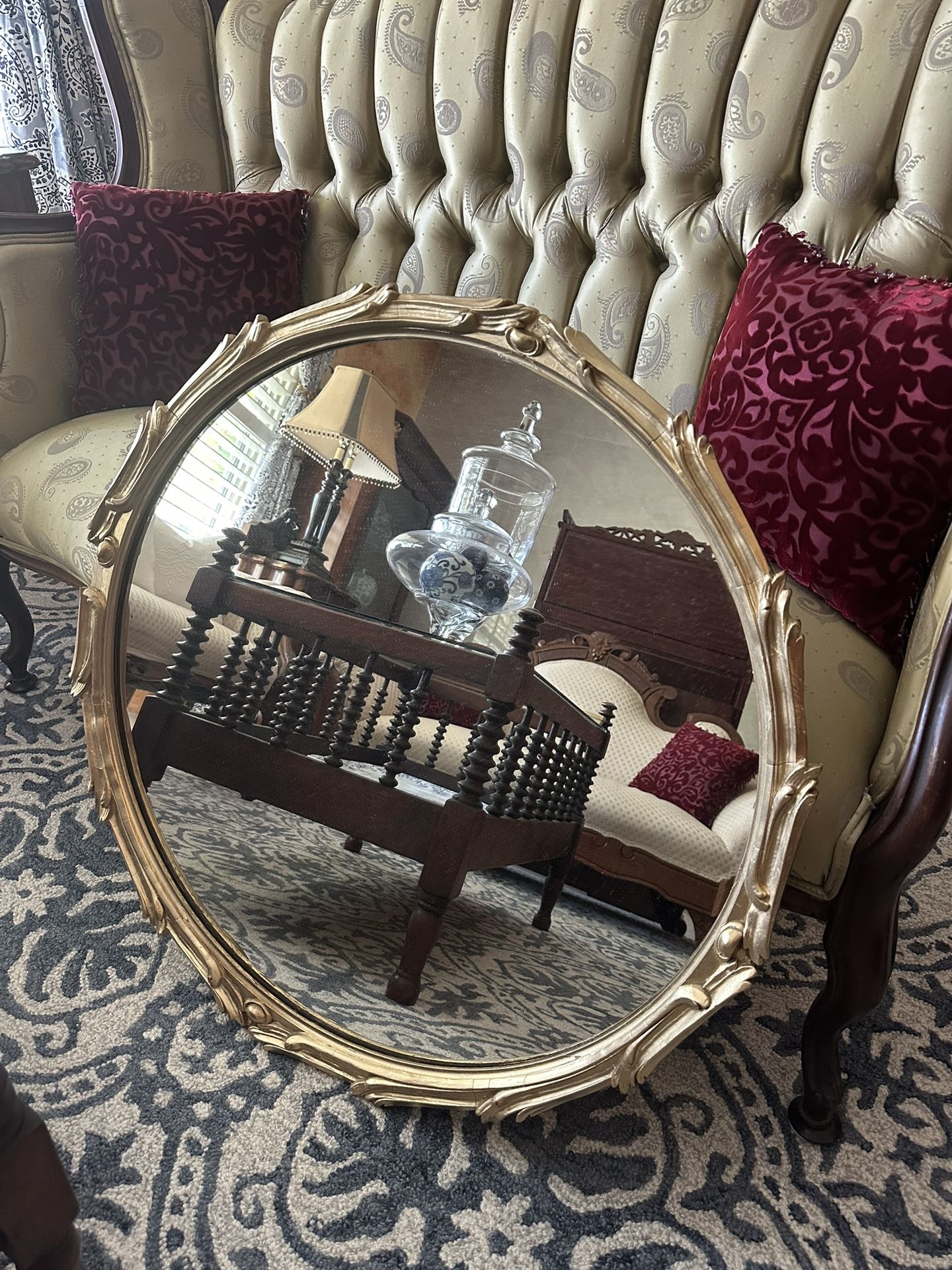 Round Wood Mirror