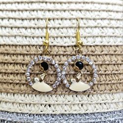 Sparkly Rhinestone Bride Circle Earrings, Bridal Shower Jewelry, Bride To Be