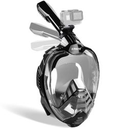 ZIPOUTE Full Face Snorkel Mask Adult and Kids with Detachable Camera Mount