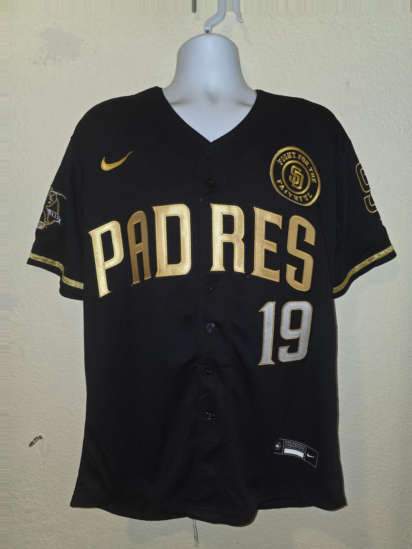 New Men's Padres Gwynn Black/Gold Jerseys Stitched