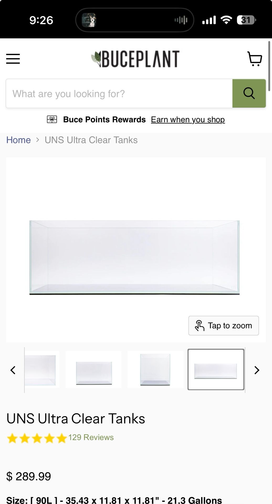 UNS 90L 20 Gallon Long Aquarium/Tank