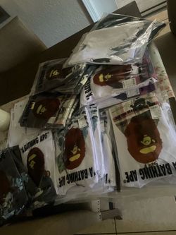 Size L bape shirts black and white