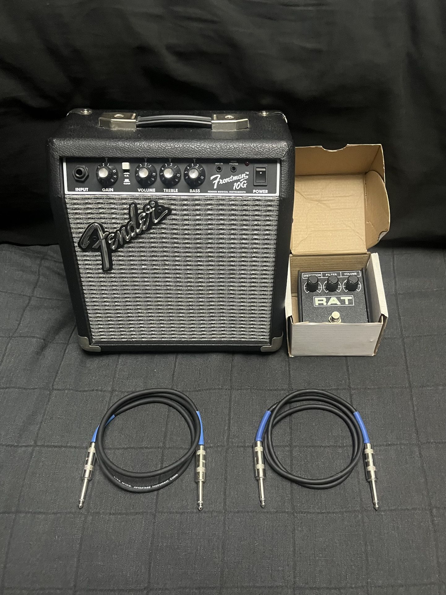 Guitar Set Up. Amp, Cables, Pedal And Stool