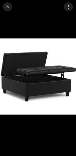 Simpli Home Harrison 36" Square Storage Ottoman / Coffee Table – Like New – $175