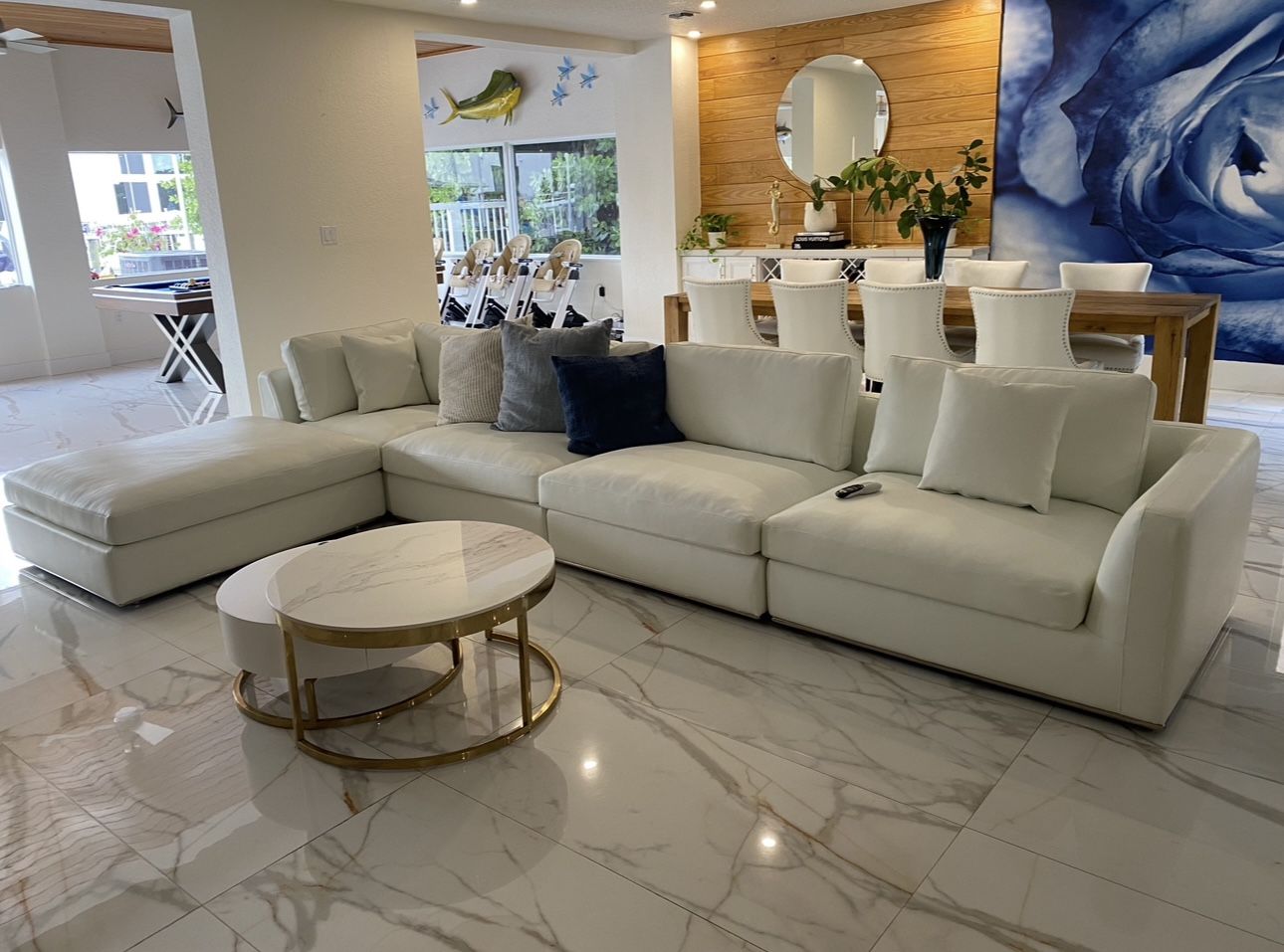 White Leather Sectional Sofa