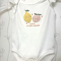 Duck Duck Goose “Home Grown Cuties” White One Piece 6-9 Months Baby Clothes