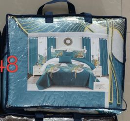NEW ✨ 10 Piece Comforter Quilted Set Printed Cotton Touch Set QUEEN
