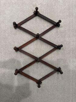 Vintage Wooden Accordion Wall Rack - Expandable Peg Hanger