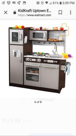 Kidkraft uptown espresso kitchen sales with 30 piece play food