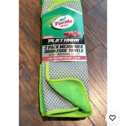 Turtle Wax 2pk 16"x16" Platinum Wash & Dry Microfiber Towels Gray/Green NWT