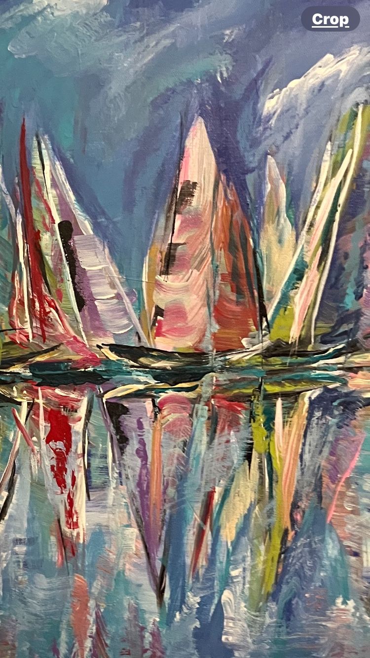 Several paintings various sizes most are large approximately 35” x 57”