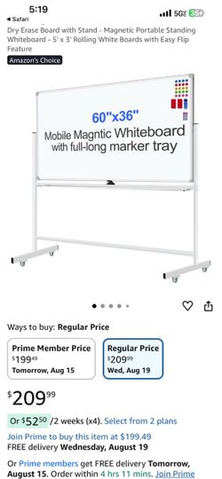 Mobile Magnetic Whiteboard with Stand 73x36