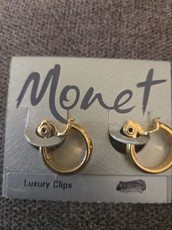 Monet Luxury Clips Gold Hoop Earrings