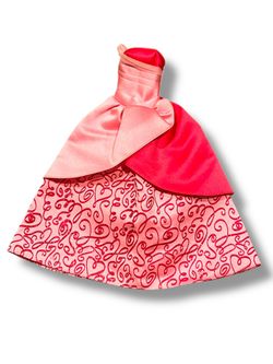 2004 Happy Birthday Barbie Doll Dress Pink Ballgown Hearts Valentine