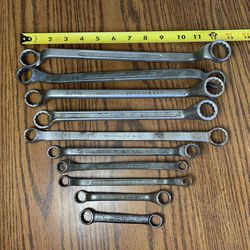 10 USA Made Offset Box End Wrenches 3/8” To 7/8” Assorted Brands All USA Tools