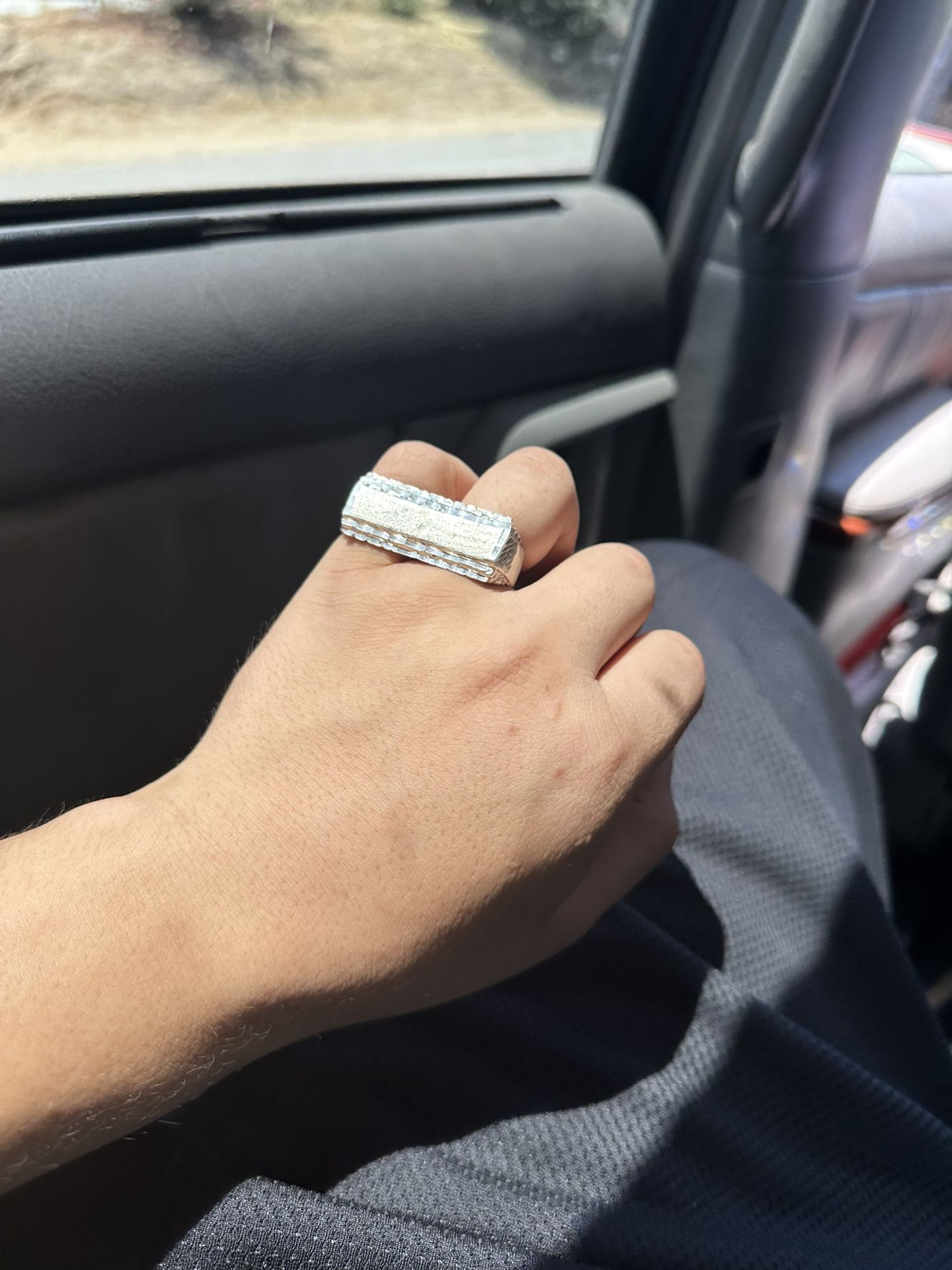 Silver Two Finger Name Plate Ring