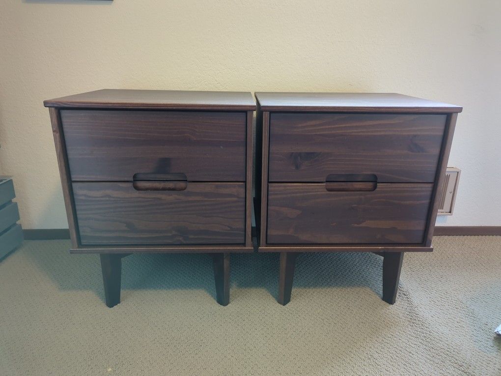 (2) Sloane Mid-Century Modern Walnut Brown Nightstand - Walker Edison