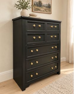 š¤ Black & Gold Tall Thomasville Dresser ā 5 Drawers