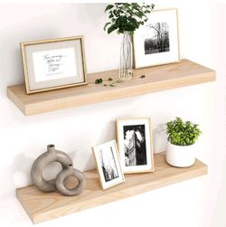 30 inch natural wood floating shelves (2 pack).