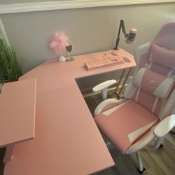 Pink Gamer Desk W/EXTRAS