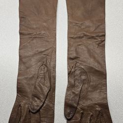 Vintage Viola Weinberger Leather Long Gloves Brown Opera Length