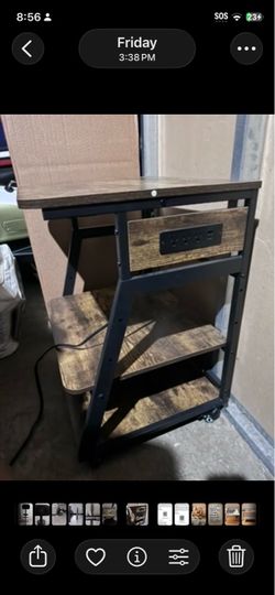 Rolling Side Table with Power Strip