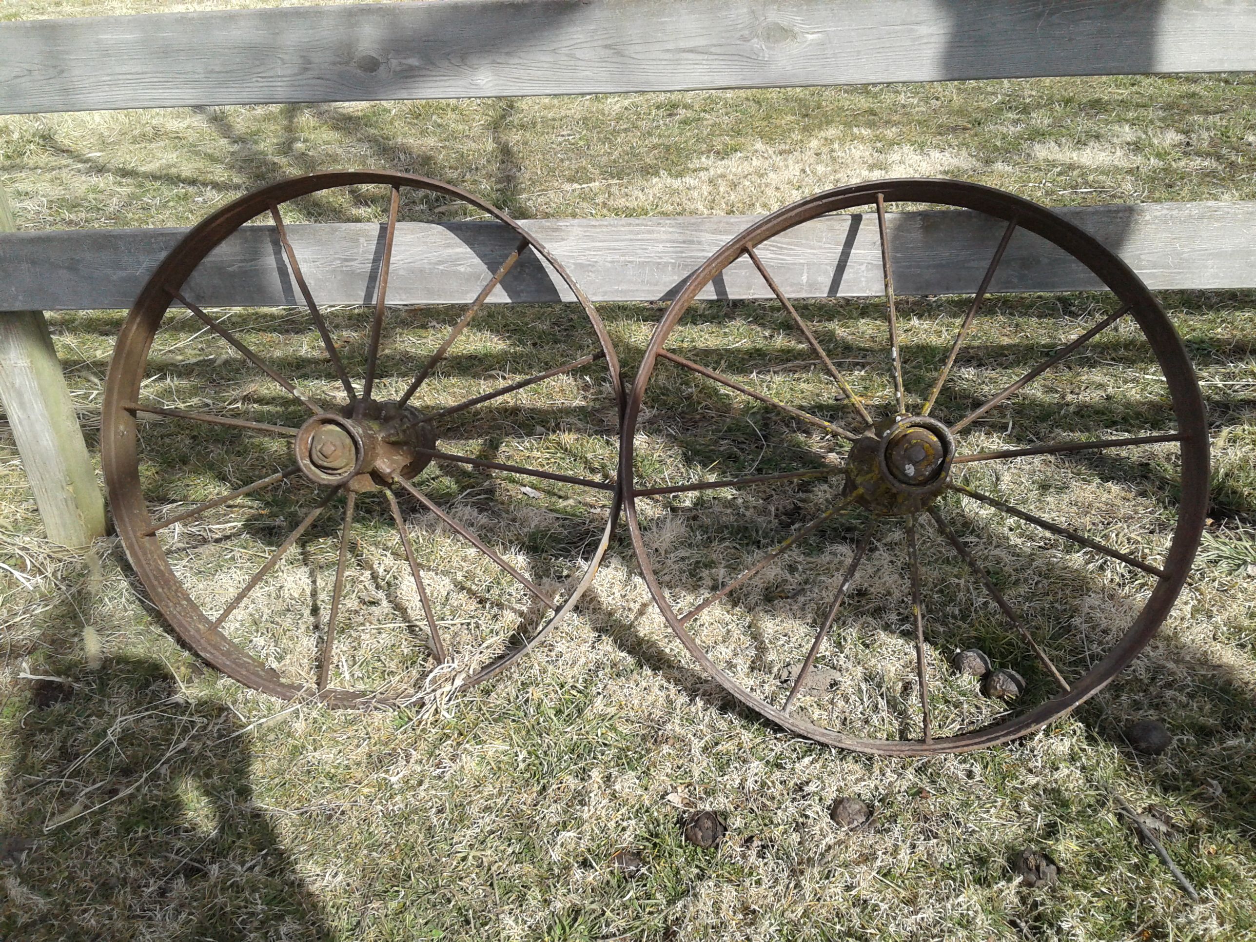 Old iron wagon wheels