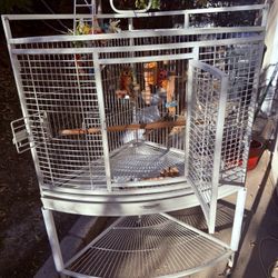 White Corner Wall Bird Cage For Parrots 