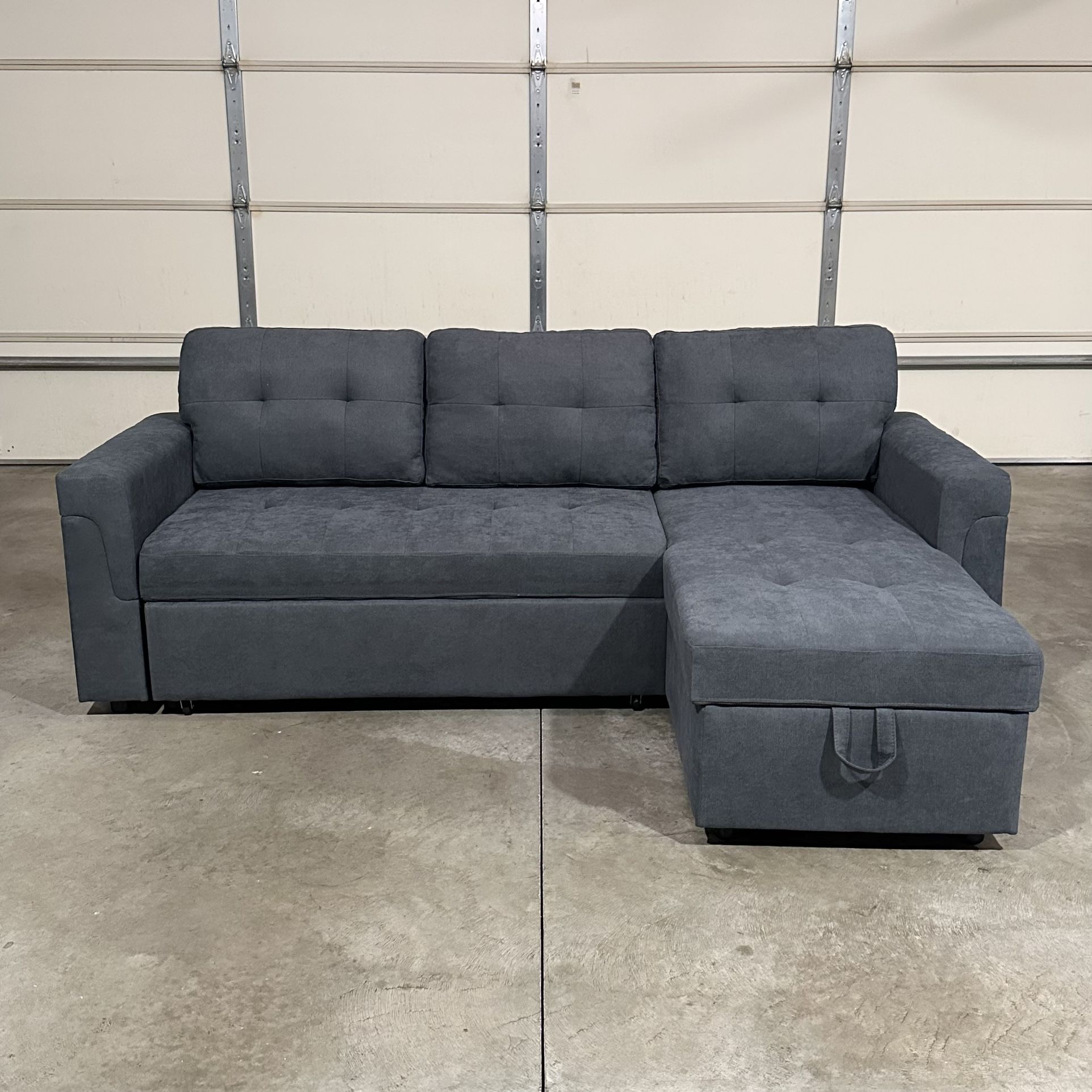 New Dark Gray Sofa Bed Sectional / Couch with Chaise (Can Deliver)