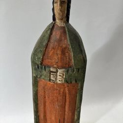 Antique Wood Carved Santos Religious Saint Pope Father Priest Statue Art 12”
