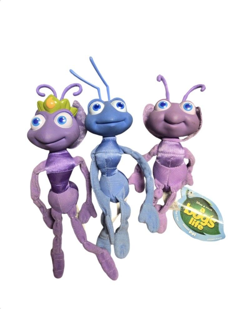 Bugs Life Princess Atta, Flik, Dot 6"plush with vinyl heads