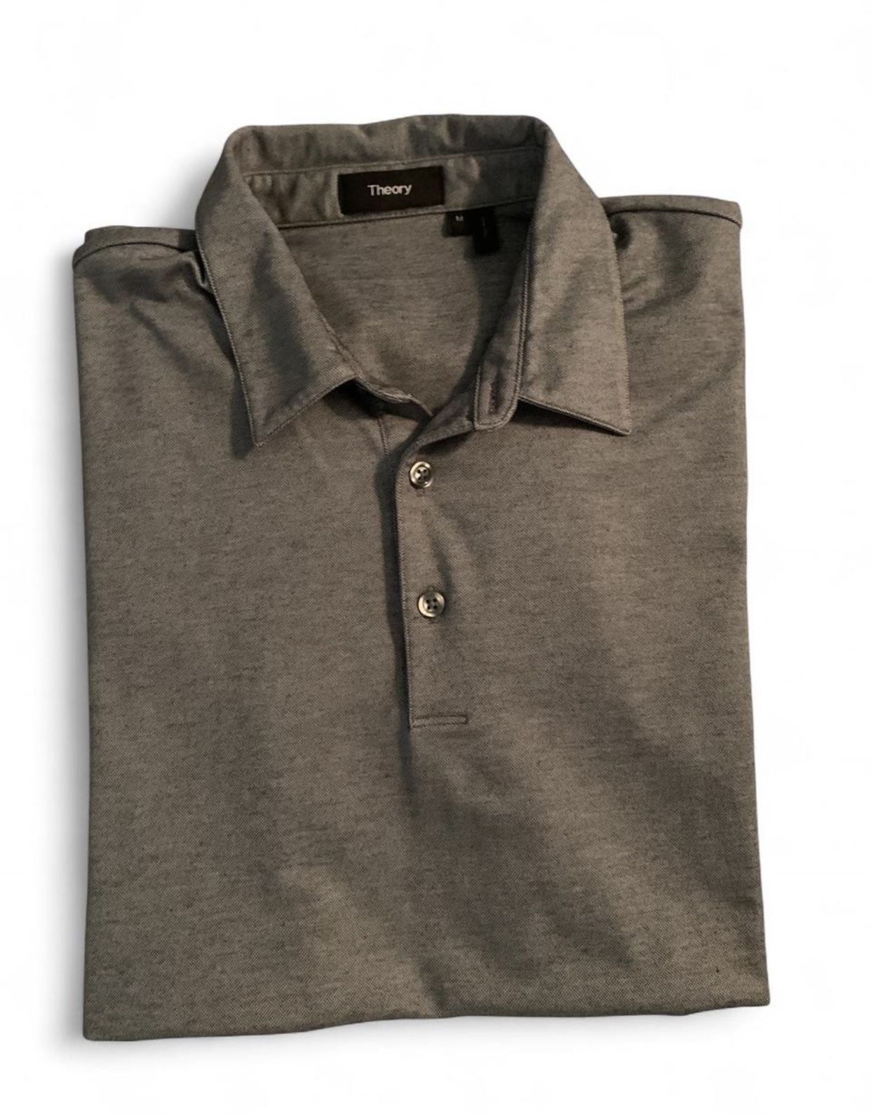 Theory Bron B Atlas Pique Men Jersey Polo gray Shirt Medium