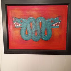 Original Painting Of Aztec Water serpent 