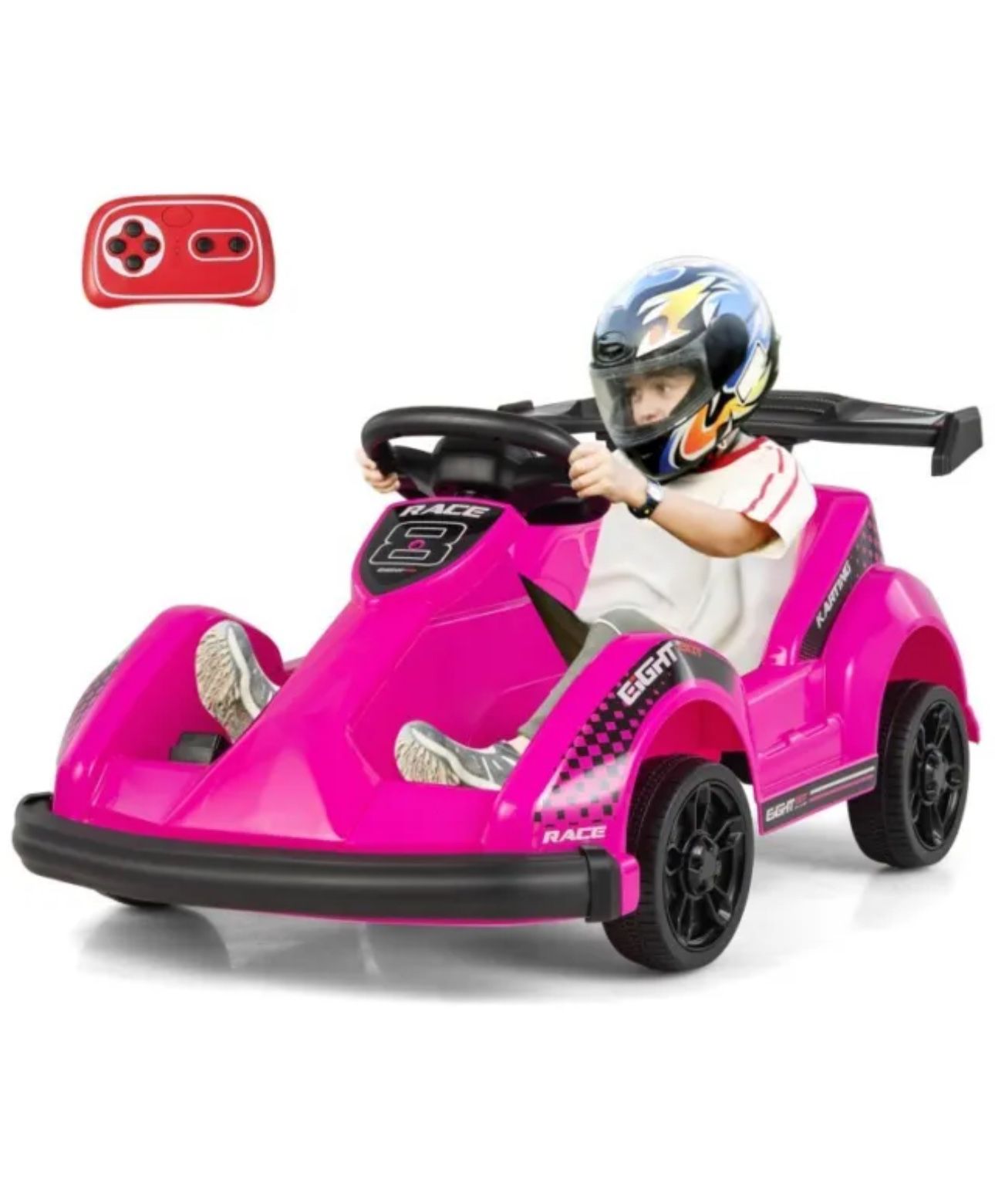 Go Kart Kids 6V Battery Powered Ride On Toy w/ Remote Control & Safety Belt Pink