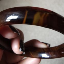 Jade Slip On Bangle Bracelet Dark Brown
