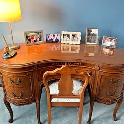 Vintage Red Lion Co. King Louis XV Style Writing Desk & Original Chair - Beautiful Condition!