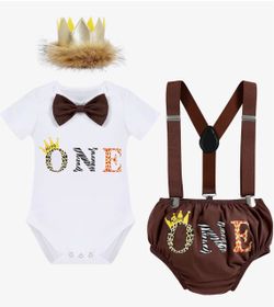Baby Boy First Birthday Cake Smash Outfit Set