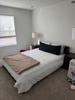 IKEA bed frame, mattress and nightstands