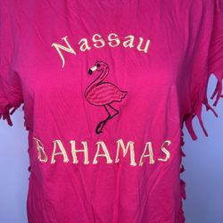 Caribbean Vibe Nassau Bahamas Pink Shirt Top Size L