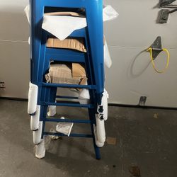 Set Of 4 Blue Metal Stool 