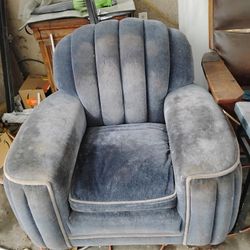 Chair Vintage Good Condition Velvet Blue No Tears