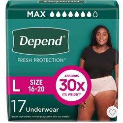3 Packs Of Depends -womens Size Large