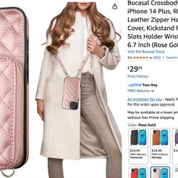 iPhone 14 Plus Crossbody Wallet Case – Rose Gold (Great Condition!) 