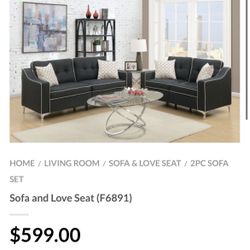 Black Sofa And Love Seat Set 