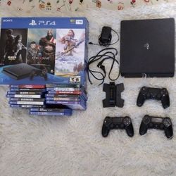 PS4 ...3 Controllers... Charger....13 Games